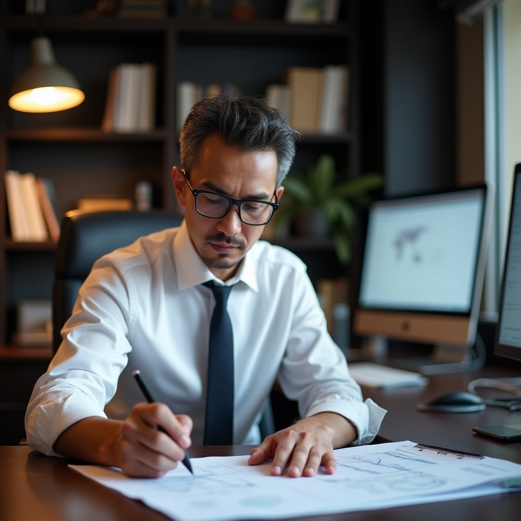 Специалист работает с финансовыми отчётами